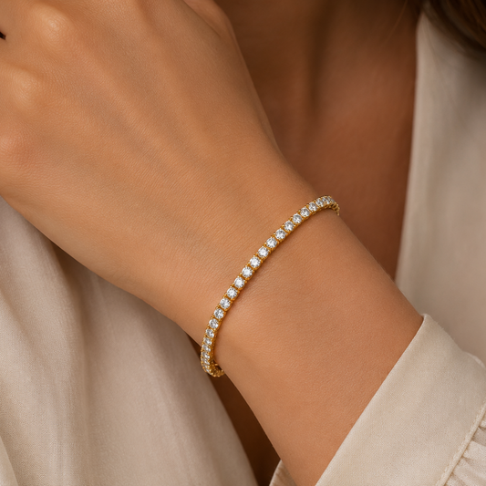 9ct Yellow Gold 5.00ctw Lab-Grown Diamond Tennis Bracelet – WGI Certified