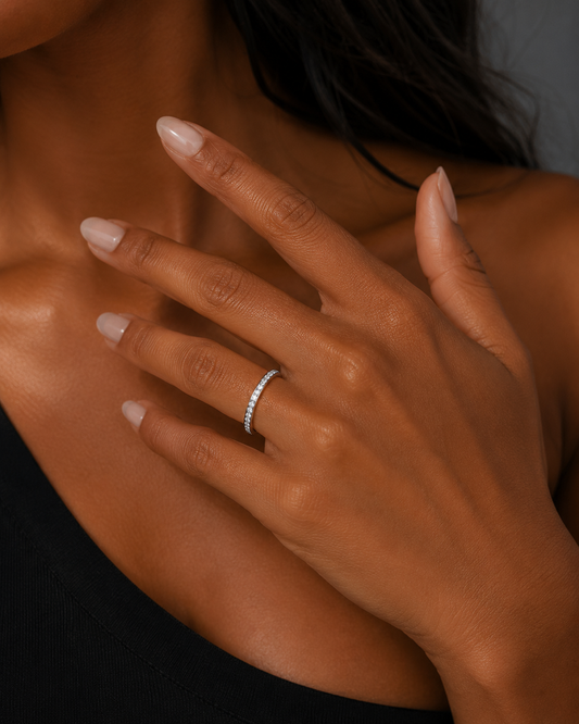 2mm Full Eternity Round Brilliant CZ Silver Ring