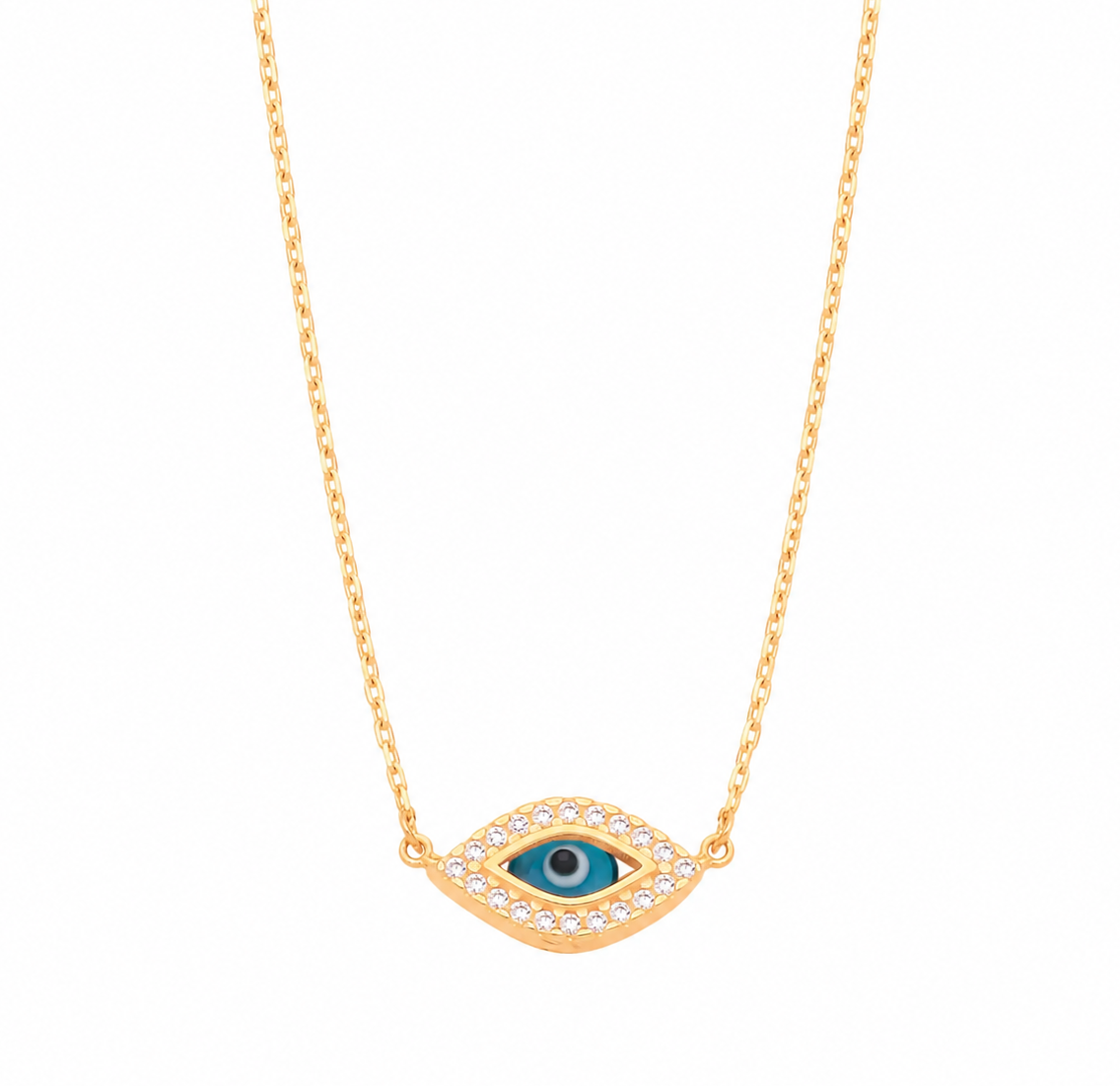 9ct Yellow Gold Double-Sided Evil Eye Necklace