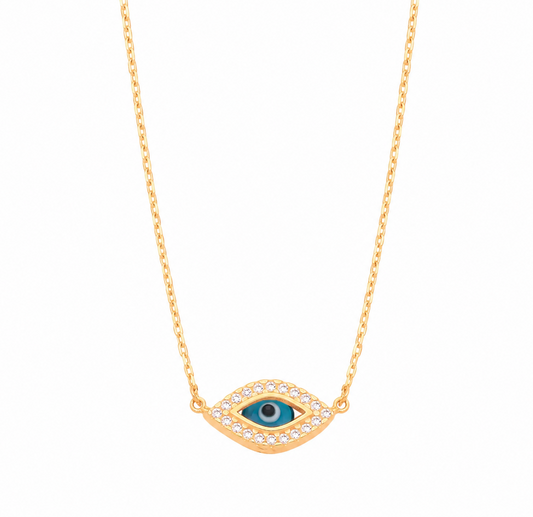 9ct Yellow Gold Double-Sided Evil Eye Necklace