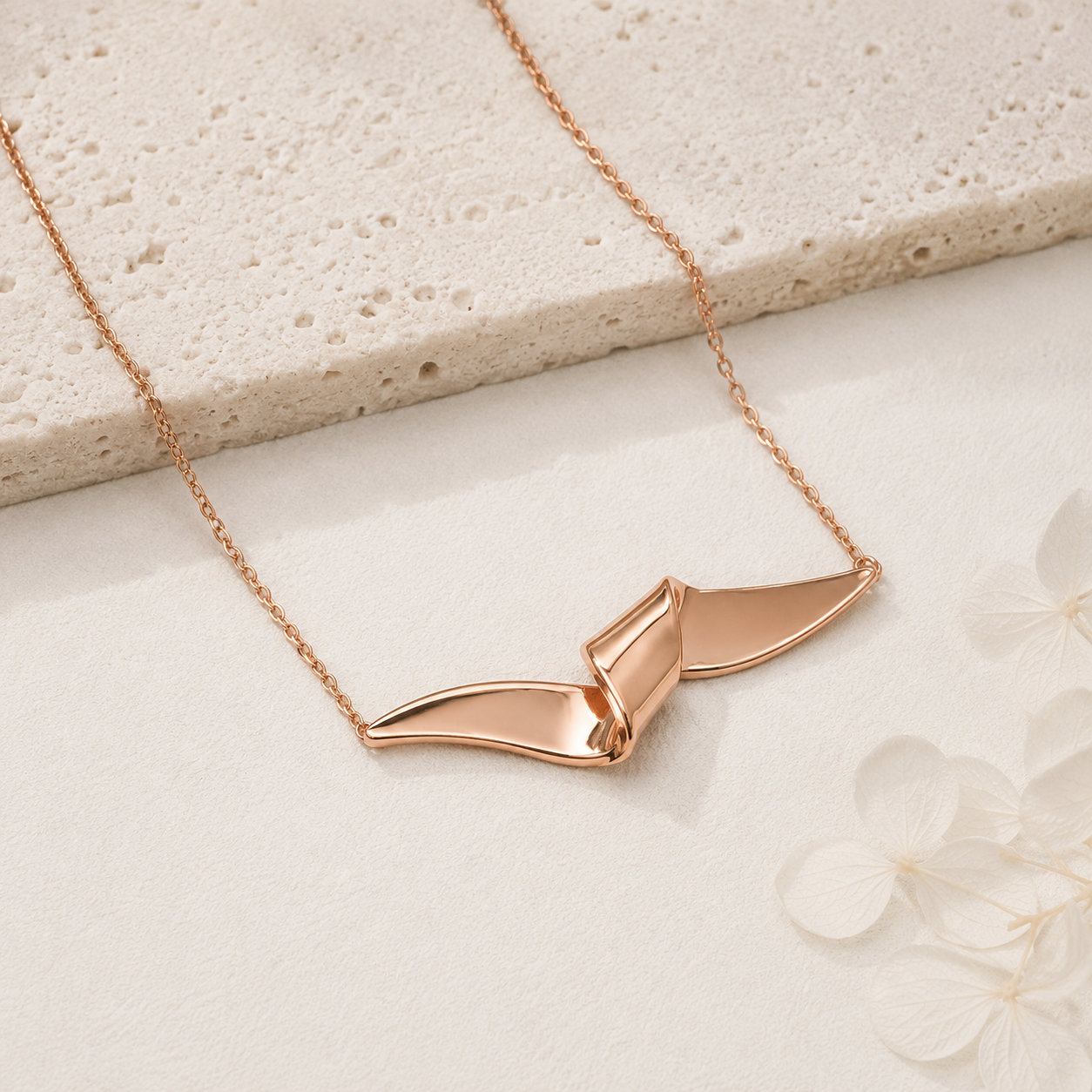 Elegant Ribbon-Inspired Minimalist Pendant Sterling Silver Necklace