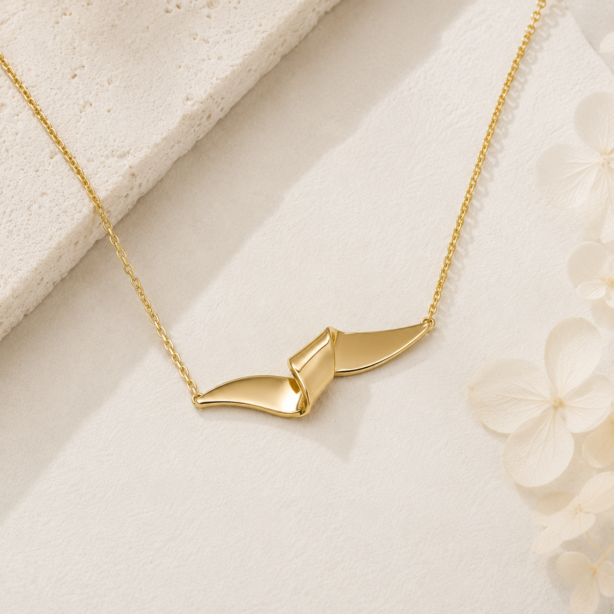 Elegant Ribbon-Inspired Minimalist Pendant Sterling Silver Necklace