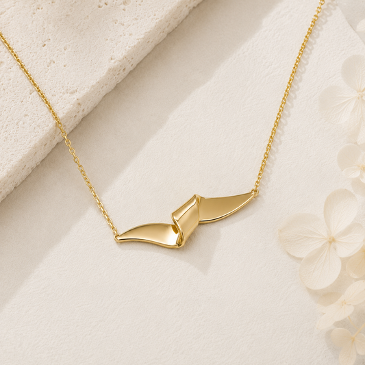 Elegant Ribbon-Inspired Minimalist Pendant Sterling Silver Necklace