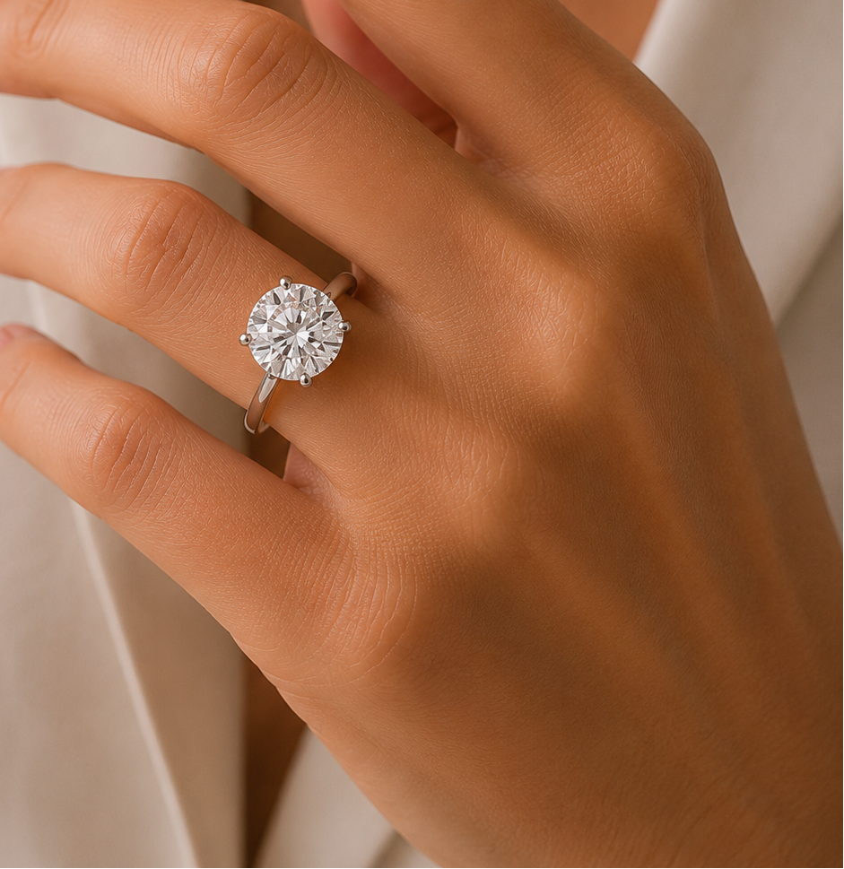18ct White Gold 5.00ctw Solitaire LAB GROWN Diamond Ring IGI Certified