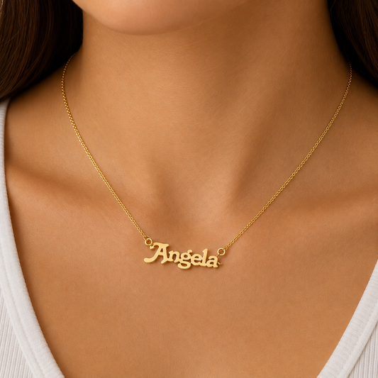 9ct Gold Custom Small Terra Nameplate Pendant