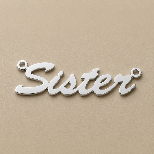 Silver Small Script Custom Nameplate Pendant with Adjustable Chain (16" / 18" / 20")