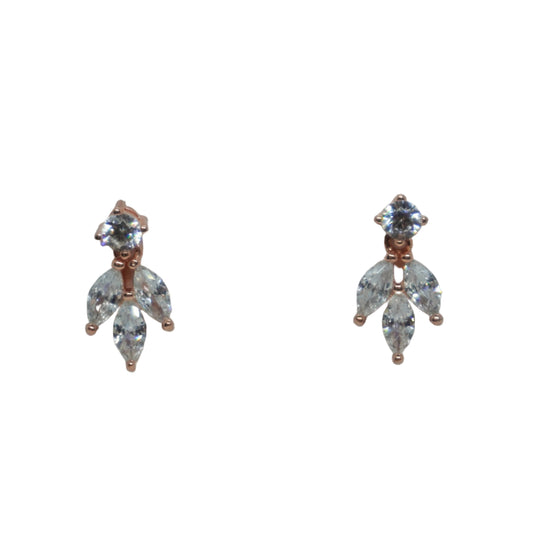 Rose Gold Plated Sterling Silver Flower Drop Earrings