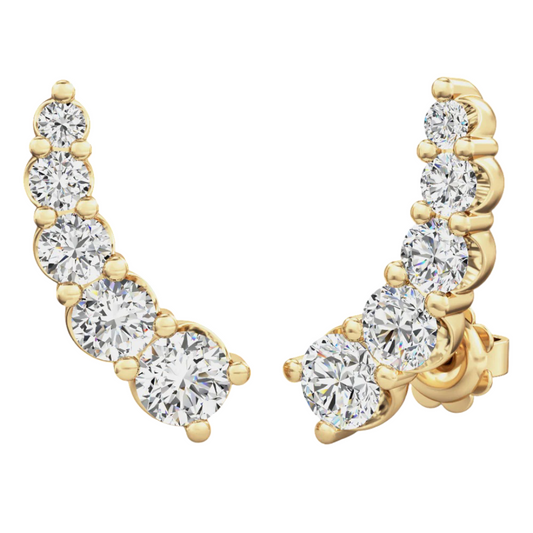 925 Silver 18ct Gold Plated Climber Earrings