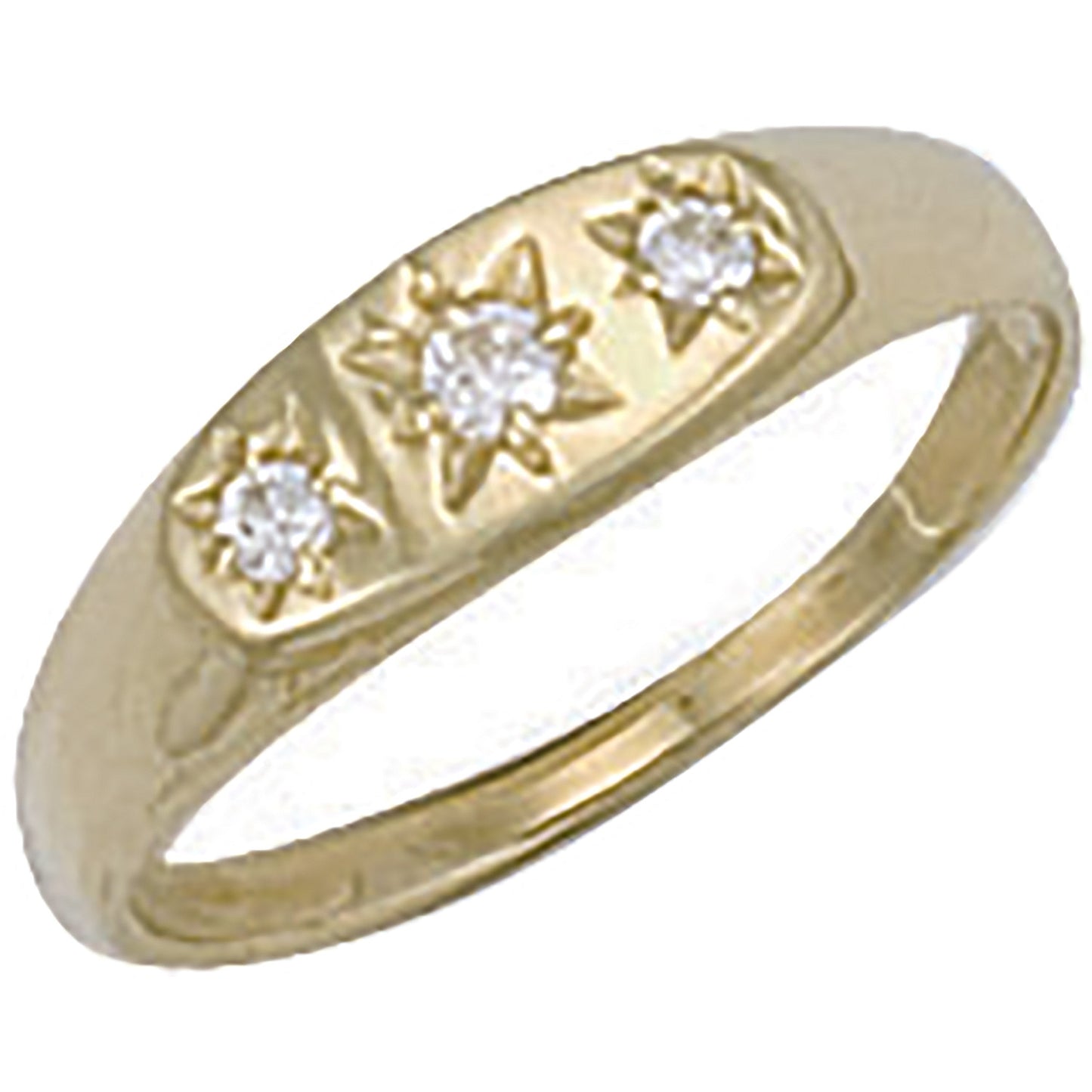 9ct Yellow Gold Three-Stone Cubic Zirconia Gypsy Baby / Child Ring