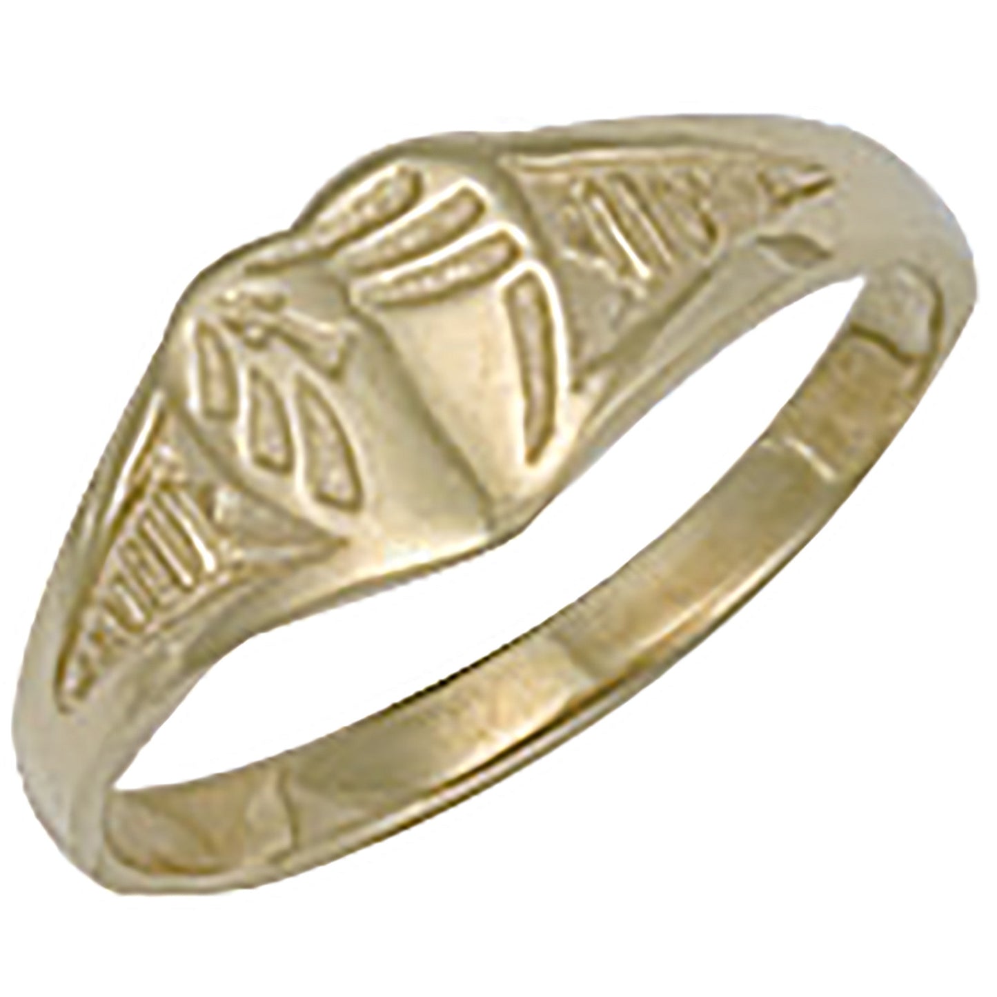 Y/G 9ct Yellow Gold Engraved Heart Signet Baby / Child Ring