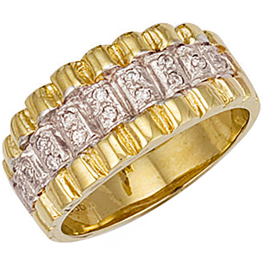 9ct Yellow Gold Cubic Zirconia Gents Ring