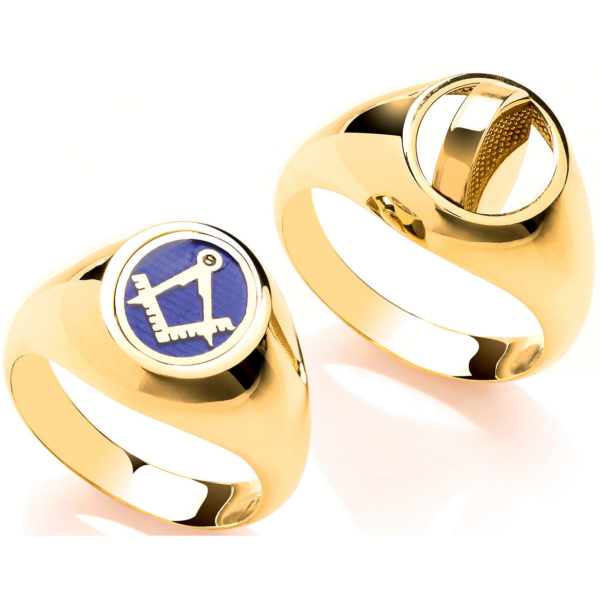 9ct Yellow Gold Oval Masonic Swivel Signet Ring