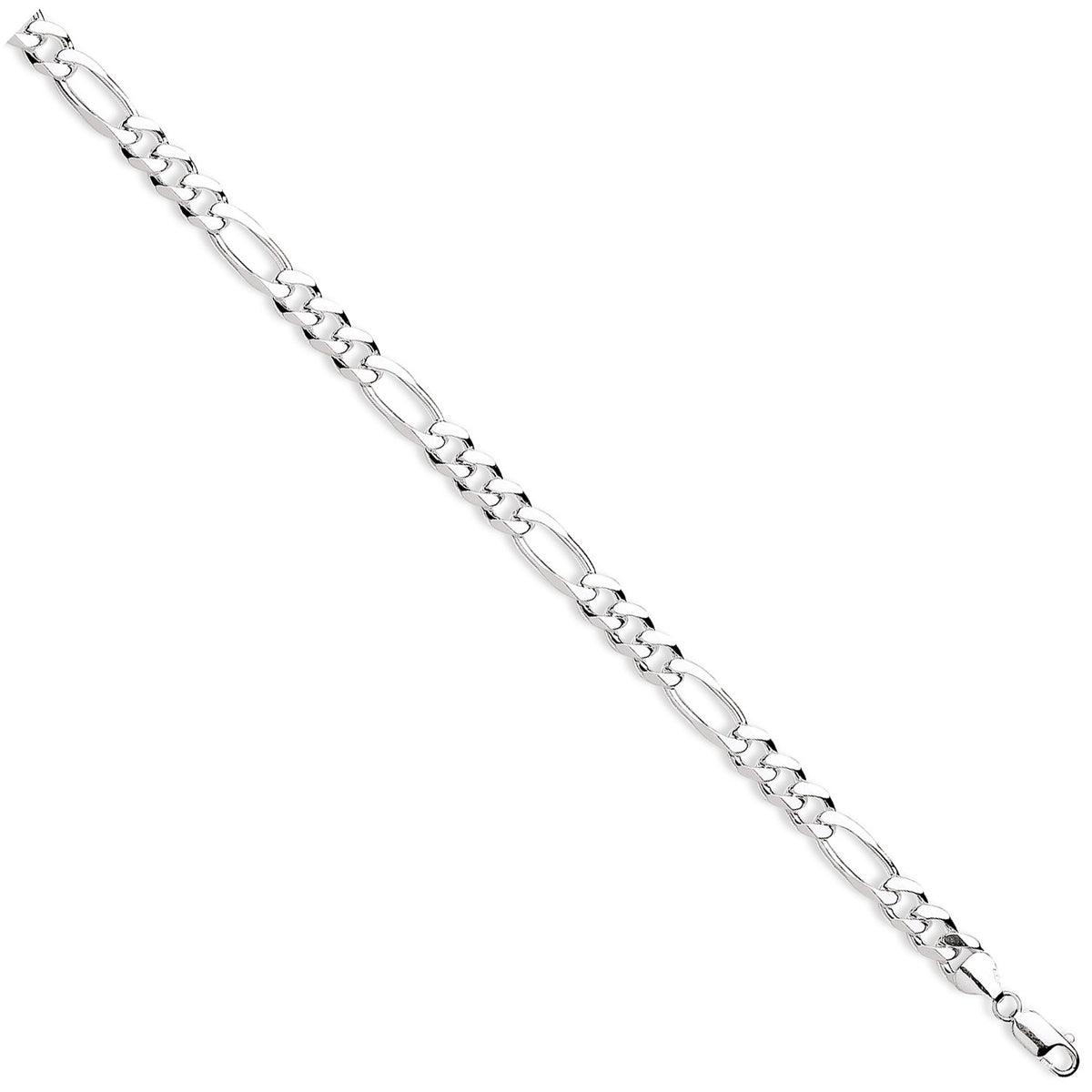 Sterling Silver 8mm Figaro Chain Bracelet