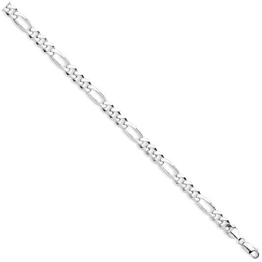 Sterling Silver 8mm Figaro Chain Bracelet