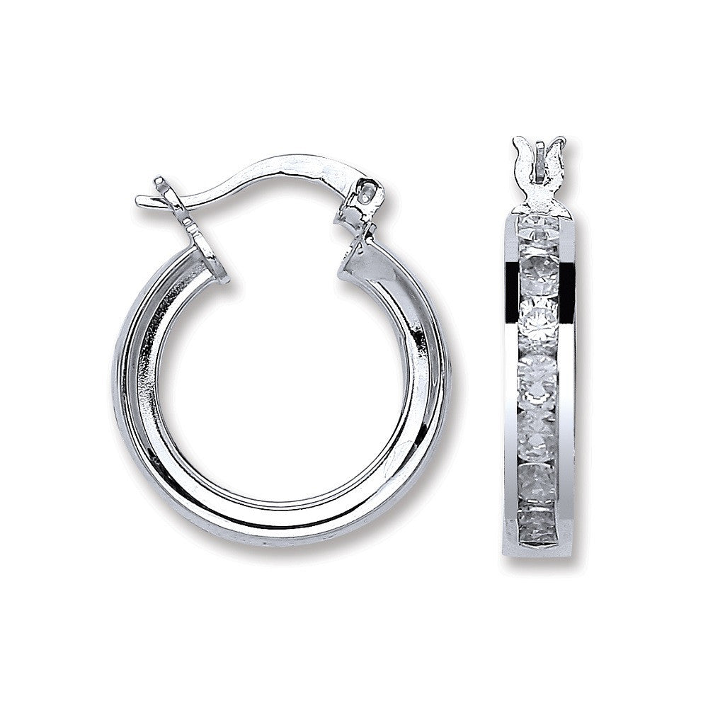 Sterling Silver 40mm Baguette-Cut Cubic Zirconia Hoop Earrings
