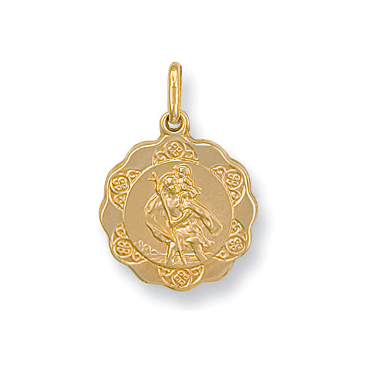 9ct Yellow Gold Light Weight St Christopher Pendant
