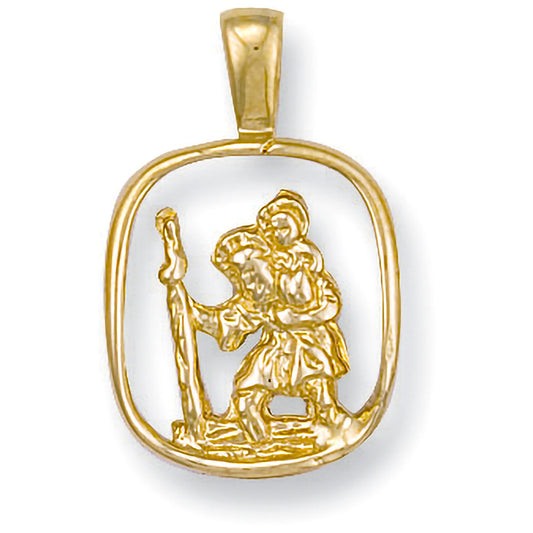 9ct Yellow Gold Cut Out St Christopher Pendant