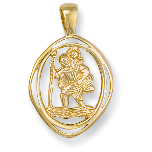 9ct Yellow Gold Cut Out St Christopher Pendant