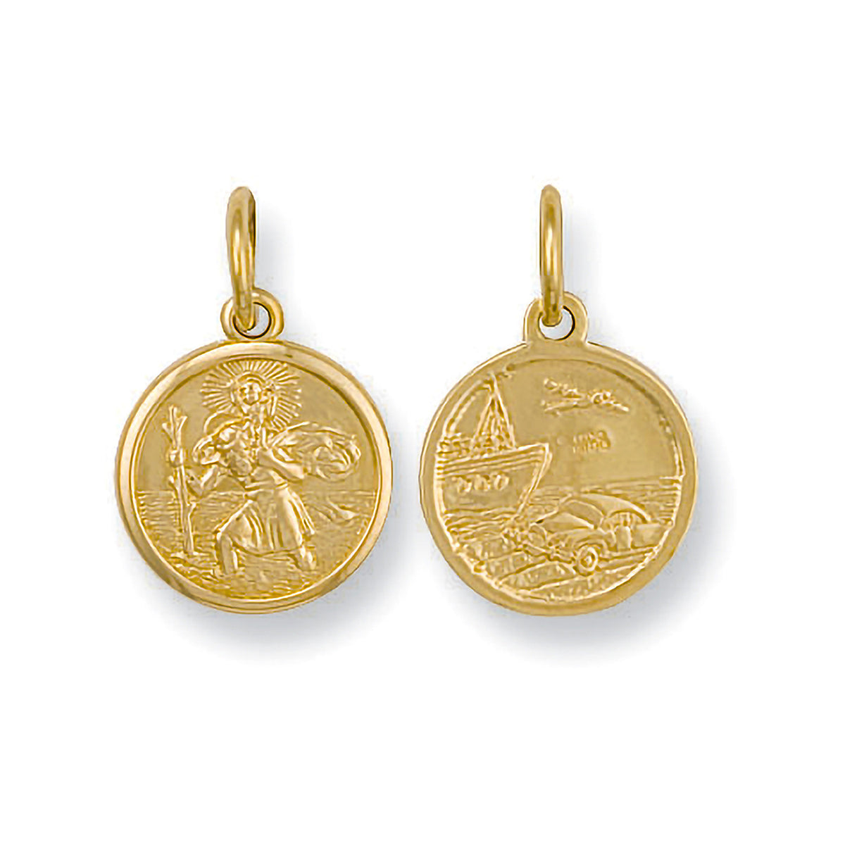 9ct Yellow Gold Double Sided St Christopher Pendant