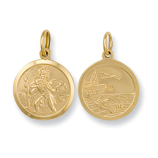 9ct Yellow Gold Double Sided St Christopher Pendant