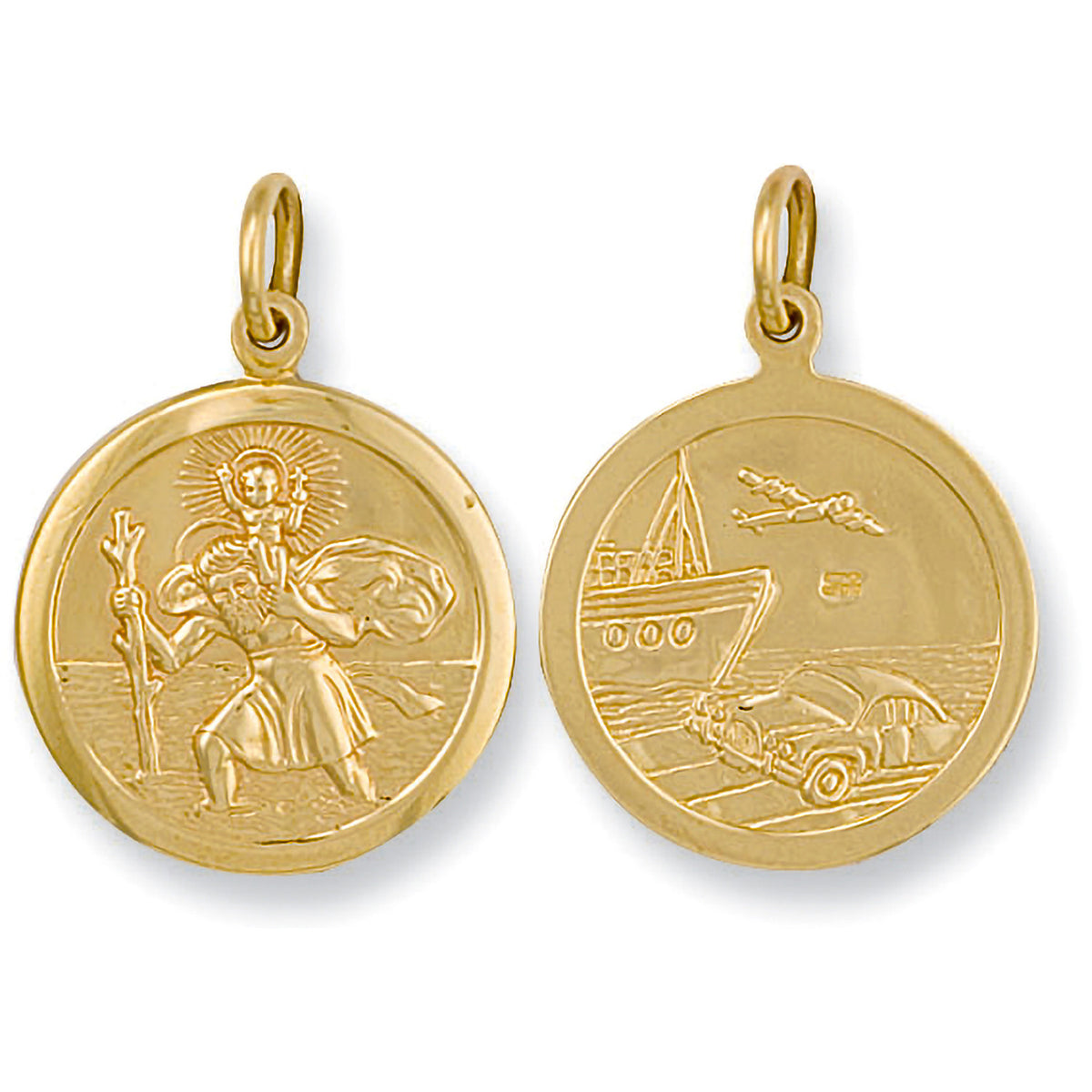 9ct Yellow Gold Double Sided St Christopher Pendant