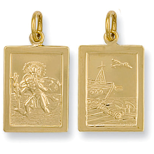 9ct Yellow Gold Rectangular Shaped St Christopher Pendant