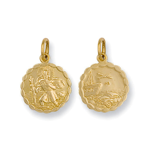 9ct Yellow Gold Double Sided Fancy St Christopher Pendant