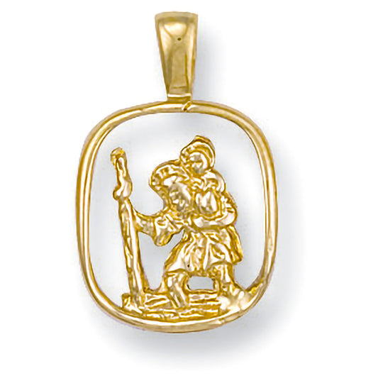 9ct Yellow Gold Cut Out St Christopher Pendant