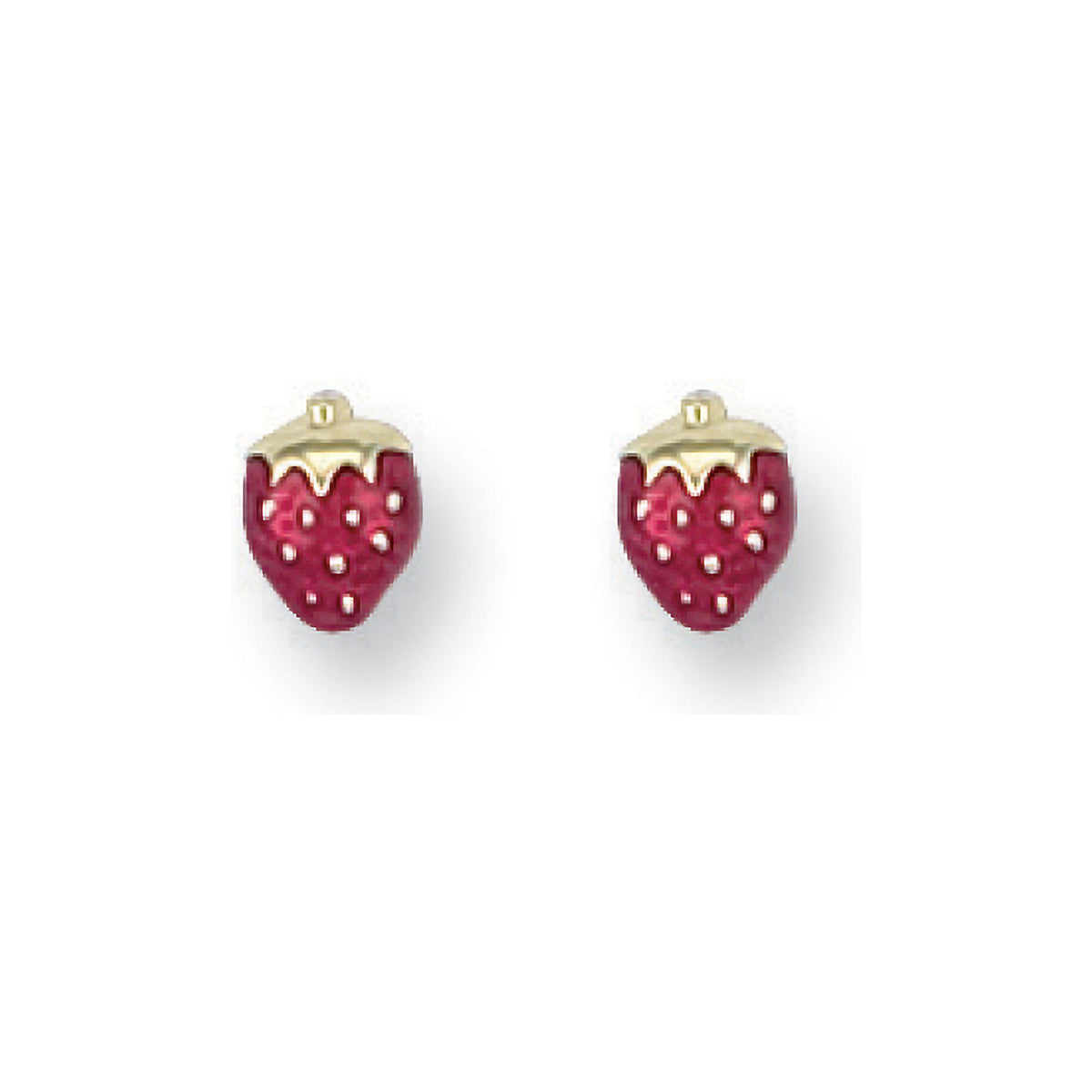 9ct Yellow Gold Enamelled Strawberry Stud Earrings