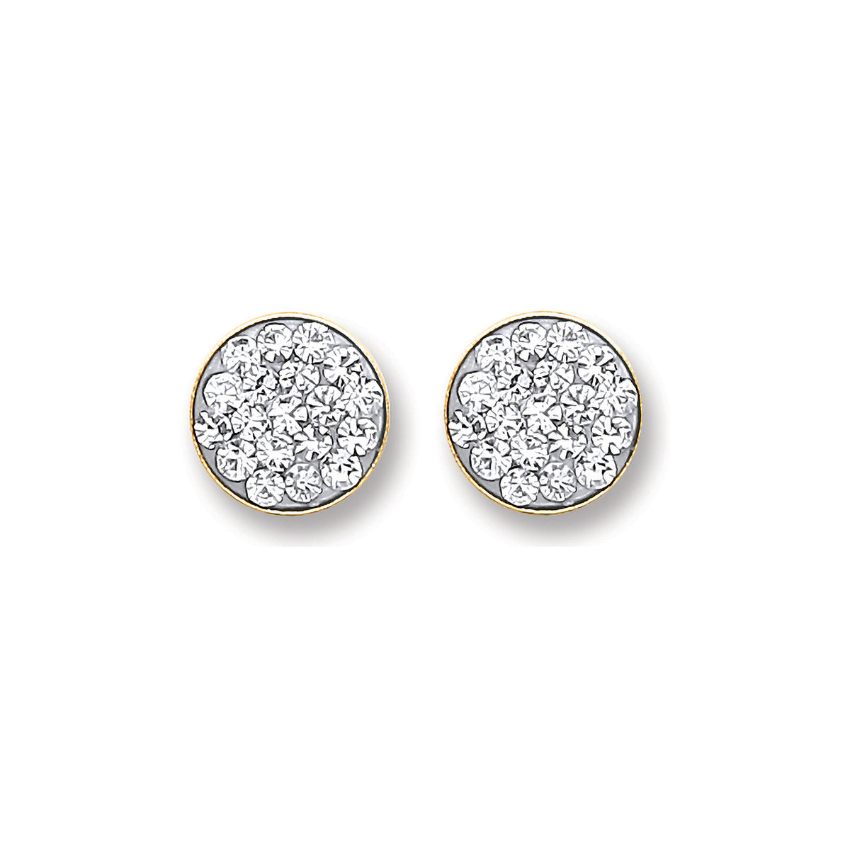 9ct Yellow Gold 6mm Round Crystal Stud Earrings