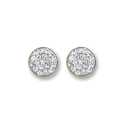 9ct Yellow Gold 6mm Round Crystal Stud Earrings