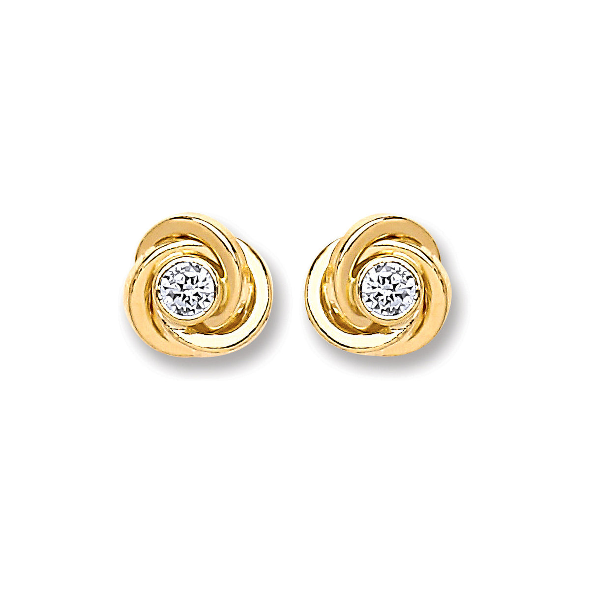 9ct Gold Cubic Zirconia Knot Stud Earrings