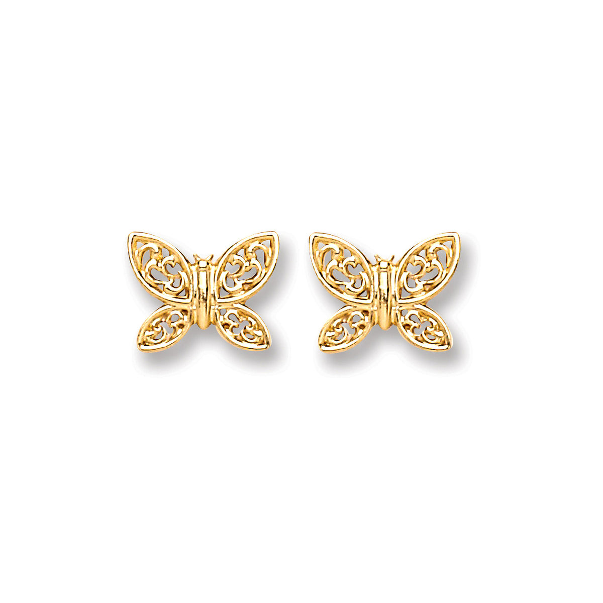 9ct Gold Butterfly Stud Earrings