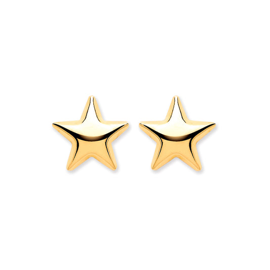 9ct Yellow Gold Star Stud Earrings