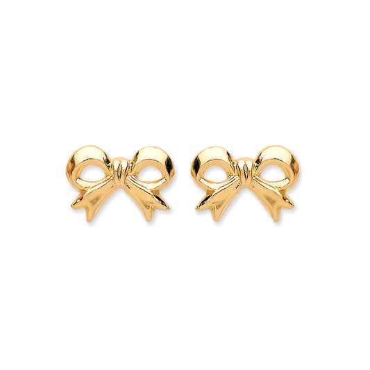 9ct Yellow Gold Bow Stud Earrings
