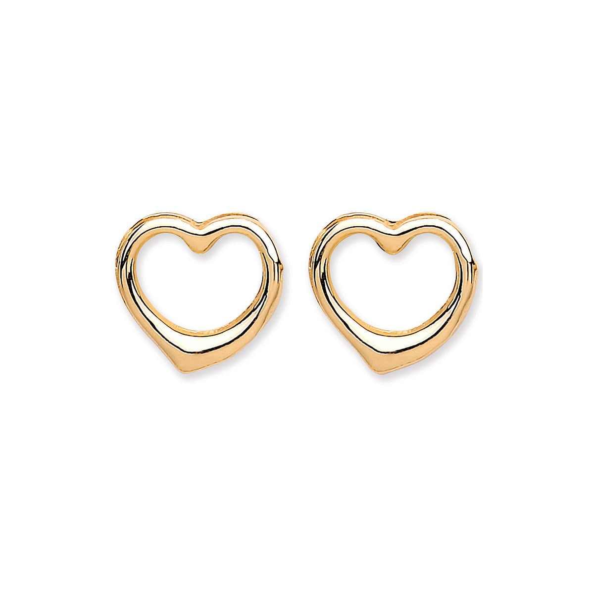 9ct Yellow Gold Open Heart Stud Earrings
