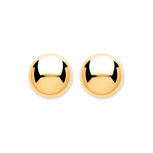 9ct Yellow Gold 8mm Button Ball Stud Earrings