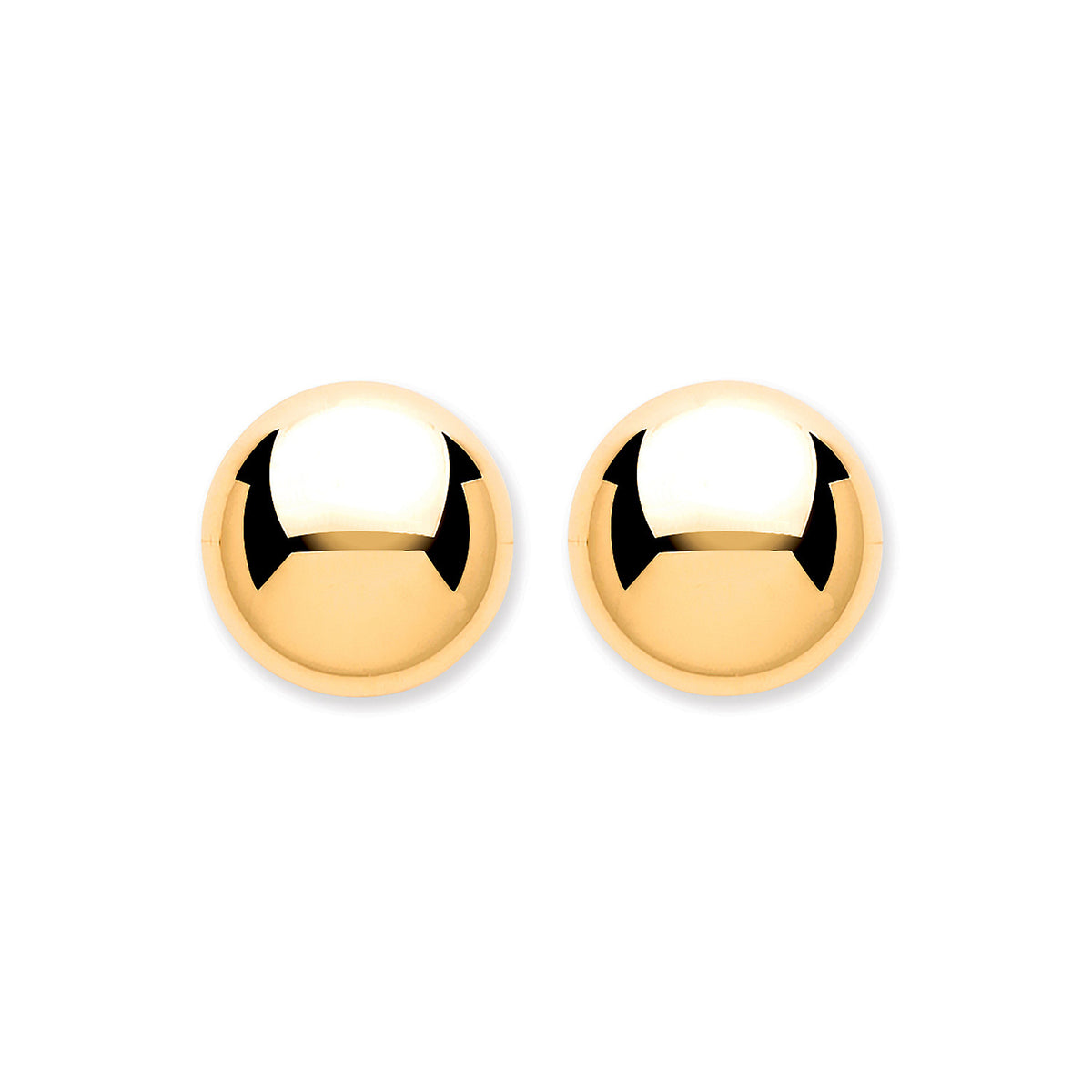 9ct Yellow Gold 8mm Button Ball Stud Earrings