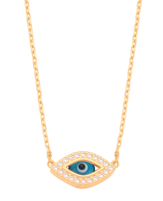 Yellow Gold Evil Eye 17" Necklace