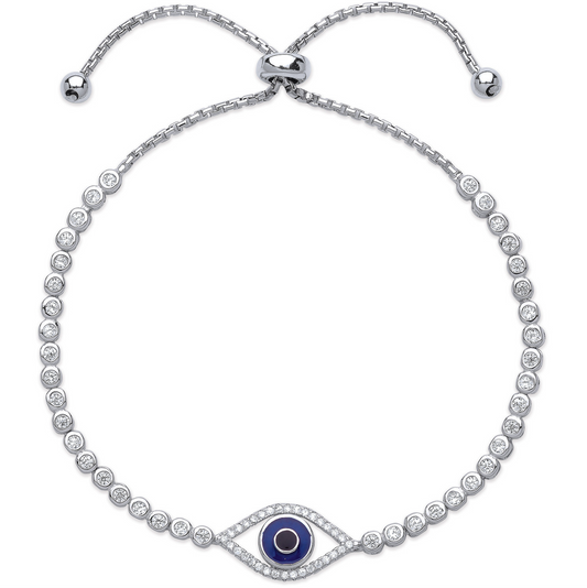 925 Silver Evil Eye Cz Friendship Bracelet