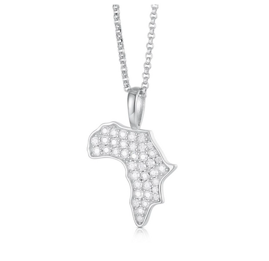 925 Silver CZ Set Africa Pendant