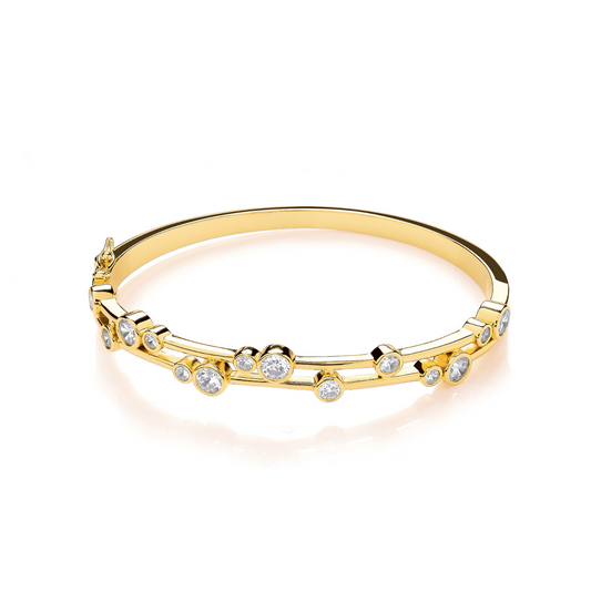 Timeless Rubover set Clear CZs Ladies YG Plated J-Jaz Bangle