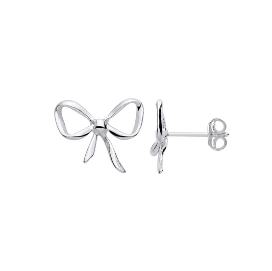 Silver Bow Studs Earrings