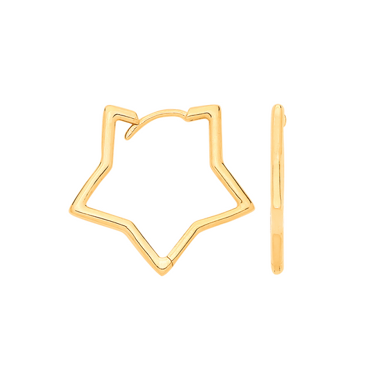 9ct Yellow Gold Small STAR Shaped PLAIN Huggies