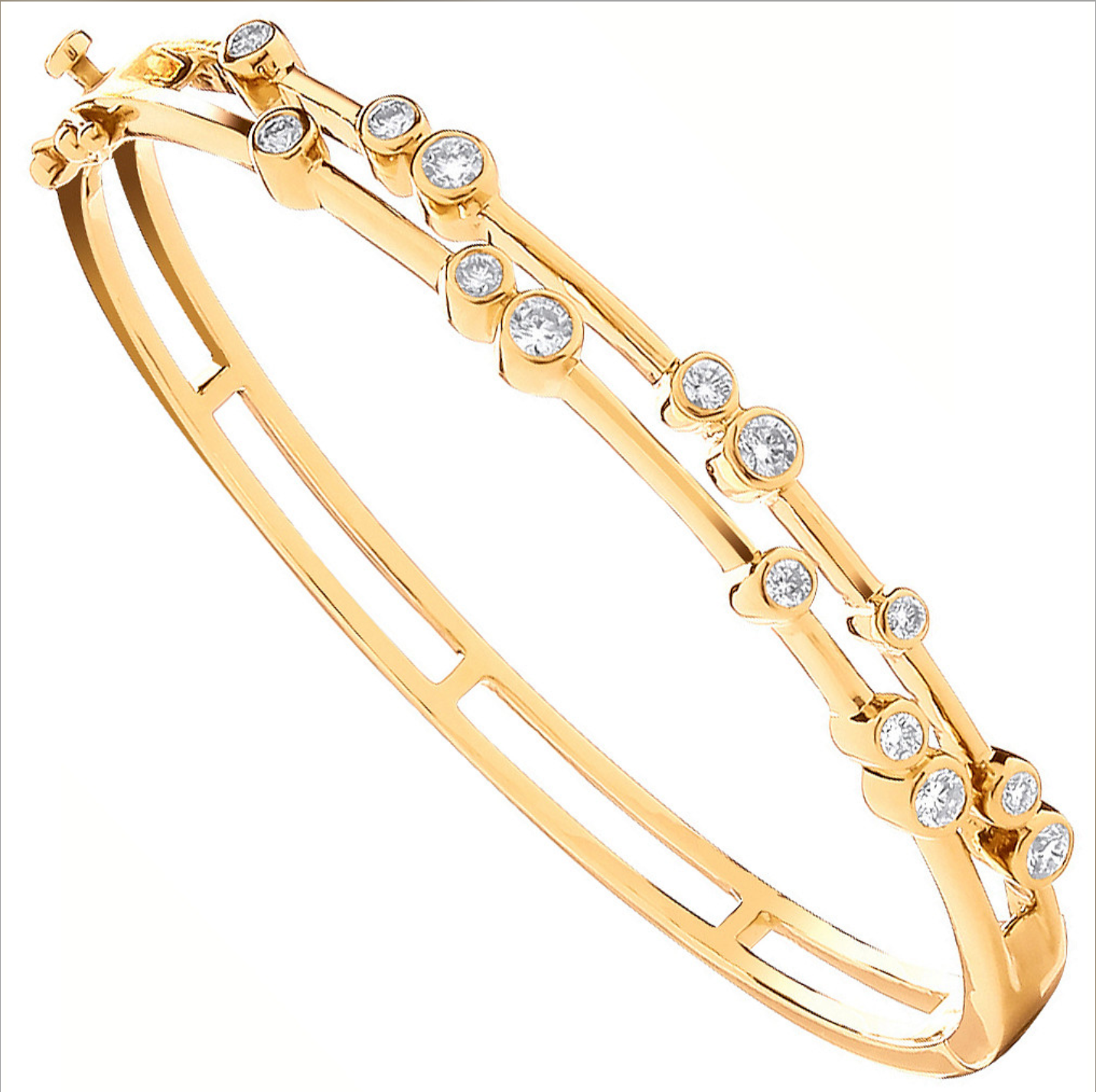 Solid 9ct Yellow Gold 1.00ct Diamond Statement Bangle
