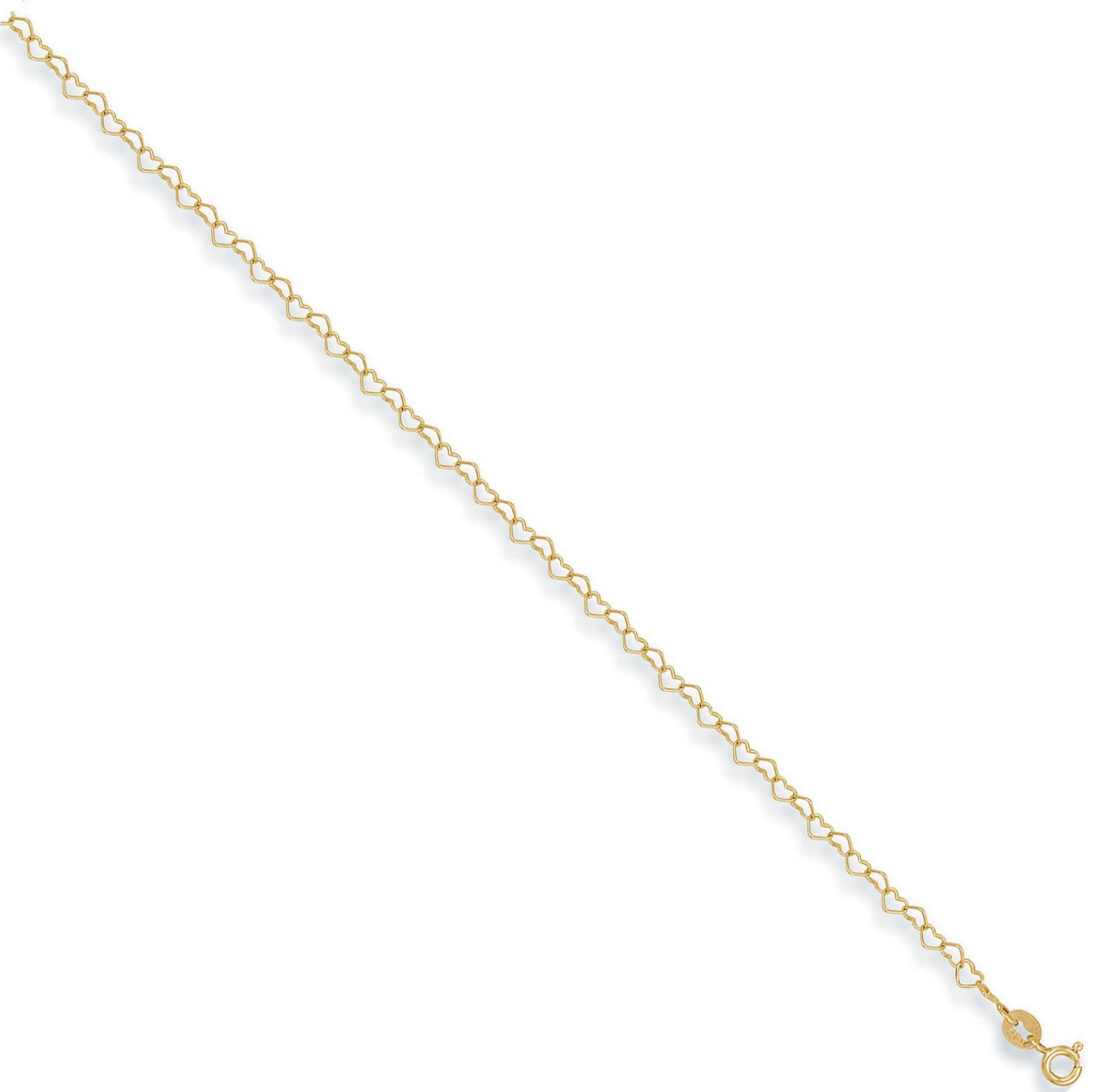 Dainty Heart-Link Anklet in 9ct Yellow Gold
