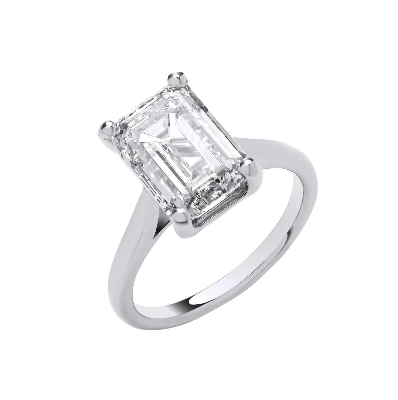 18ct White Gold 5.00ctw Emerald Cut LAB GROWN Diamond Ring IGI Certified