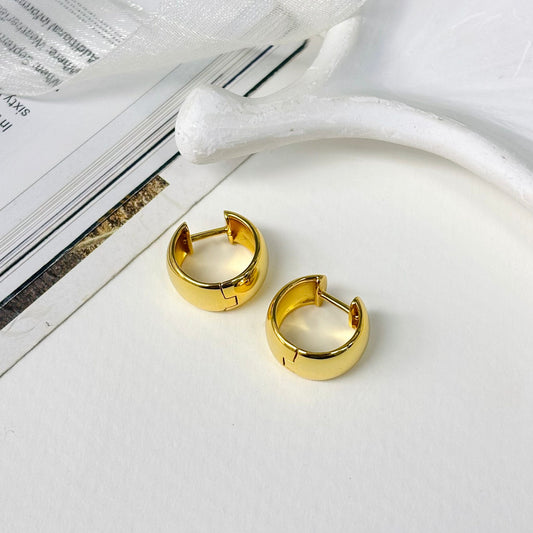 18ct Plated Silver Yellow Gold Circle Earrings