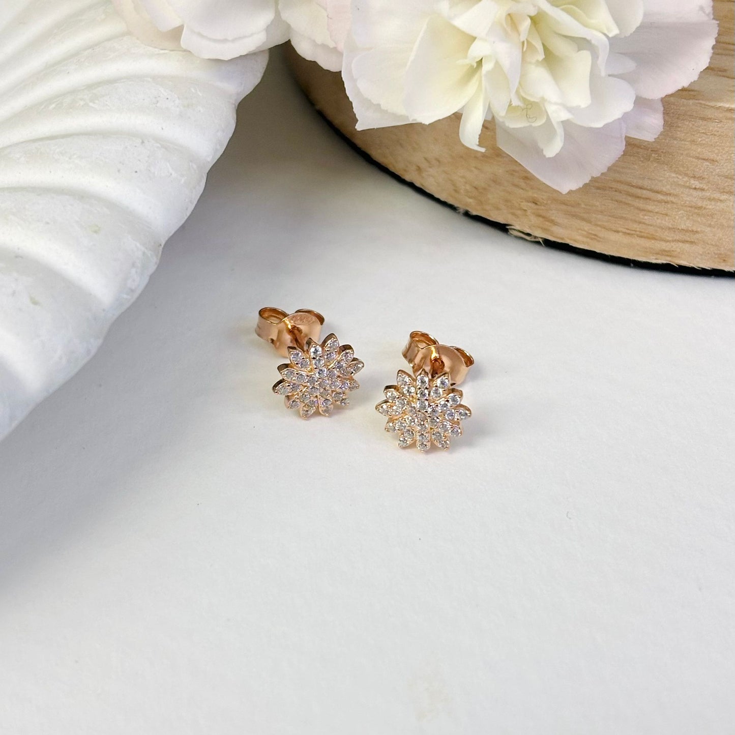 Silver Firework CZ Stud in 18ct Rose Gold Plating