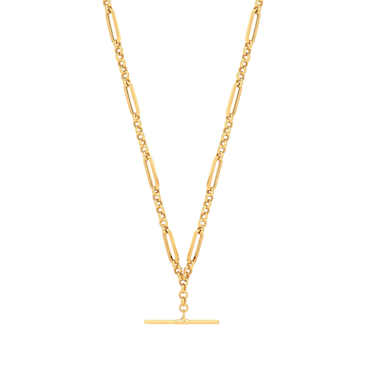 9ct Yellow Gold Figaro Belcher T-Bar Convertible Necklace/Bracelet